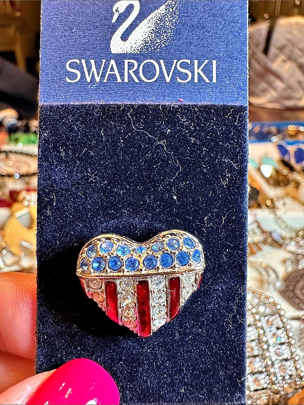 Swarovski Crystal Pin in Blue & Red NWT